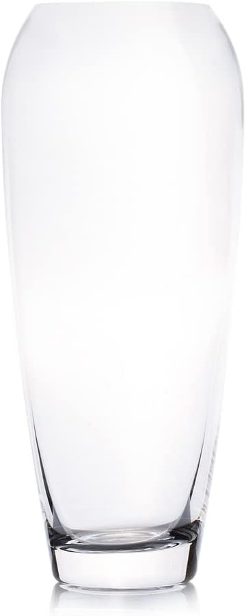 Enova Floral Oval Domed Glass Vase for Flowers, 4" W 9" H Clear Large Domed Bullet Cylinder Floral Vase for Home Decor, Wedding Centerpiece Event (1 Piece)
