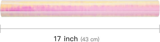 LeZakaa Pink Wrapping Paper Roll - Holographic Iridescent Wrapping Paper for Birthday, Valentine's, Mother's Day, Holiday - 17 inches x 32.8 Feet (47.23 sq.ft.)
