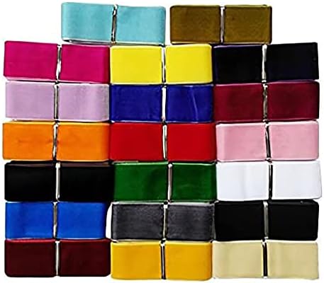 Chenkou Craft 30 Yards 1 1/2" (40mm) Velvet Ribbon Total 30 Colors Assorted Lots Bulk (Multicolored, 1 1/2"(40mm))