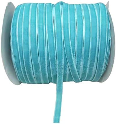 10 Yards Blue Velvet Ribbon Spool Colors (Blue, 3/8")