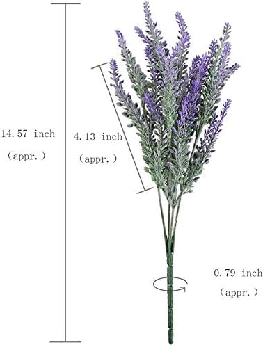 GTIDEA 4pcs Artificial Flowers Flocked Plastic Lavender Bundle Fake Plants Wedding Bridle Bouquet Indoor Outdoor Home Kitchen Office Table Centerpieces Arrangements Christmas Decor