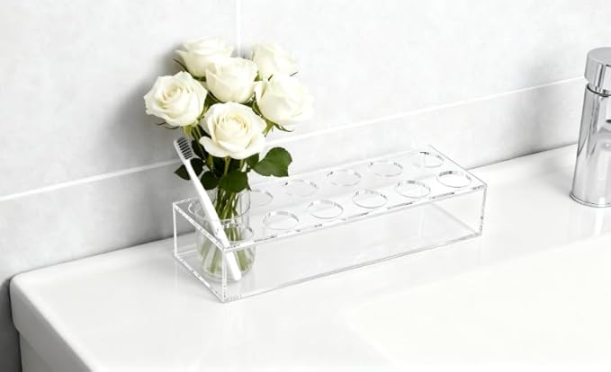 Acrylic Flower Vase Rectangular Centerpiece, 12 Inch Clear Rectangle Floral Vase for Dining Table Home Decor Wedding Party, Send from Local Warehouse