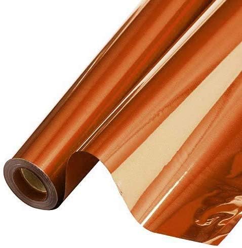 PMU Gift Wrap Mylar Roll Metallic Orange 2-sided, 48 Inches X 50 Ft Roll 1.4 Mil Highly Reflective Mylar Film, Great for Gifts, Birthdays, Christmas, Baskets, Arts & Crafts