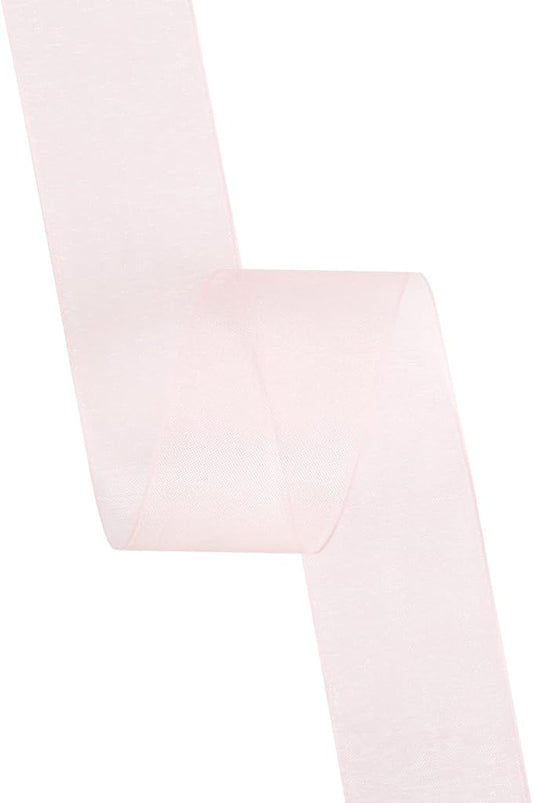 1-1/2 Inch Pink Shimmer Sheer Organza Ribbon Sheer Chiffon Ribbon 50 Yards-Roll Multiple Colors Available for Gift Wrapping Wedding Events Christmas Décor