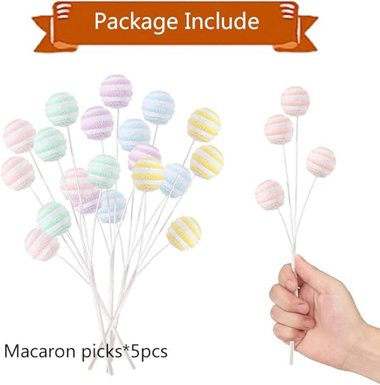 5Pcs Pastel Christmas Tree Ball Picks, 14.9” Macaron Color Woolen Spray with Gitter for Christmas Tree Topper Decorations Vase Filler Xmas Home Decor New Year Gifts (Ball)