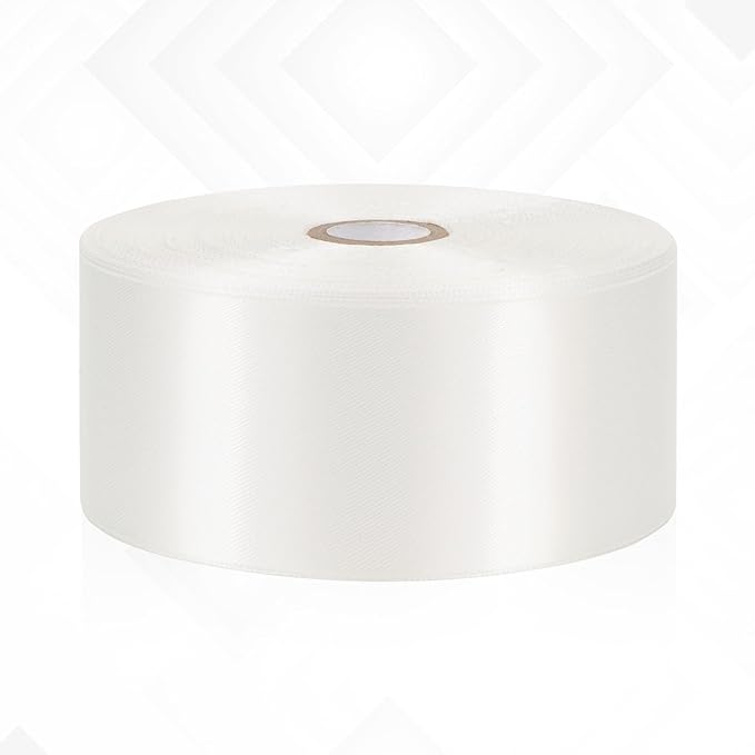 White Ribbon 2 Inch, 60 Yards White Satin Ribbon for Flower Bouquet, Crafts, Gift Wrapping, Birthday Party, Bows, Wedding and Festival Decor