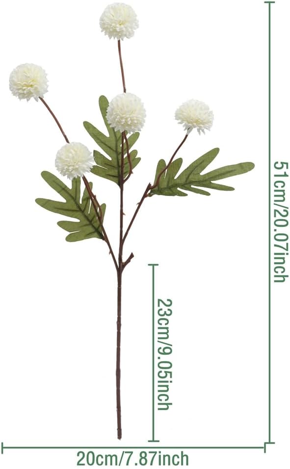 Artificial Flowers for Vases 20.5 Inch 10 Stems,Silk Dried Fake Mums Bouquet Indoor Faux Floral Arrangements for Decoration (White)
