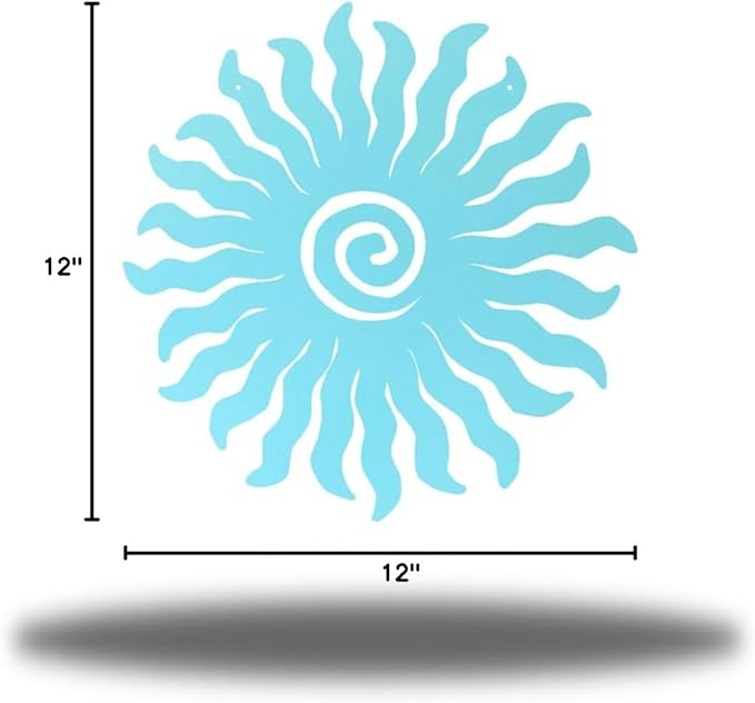 Riverside Designs Sunburst Metal Wall Art Steel Outdoor Decor - Heavy-Duty and Waterproof - Made in USA (12", Sea Foam)