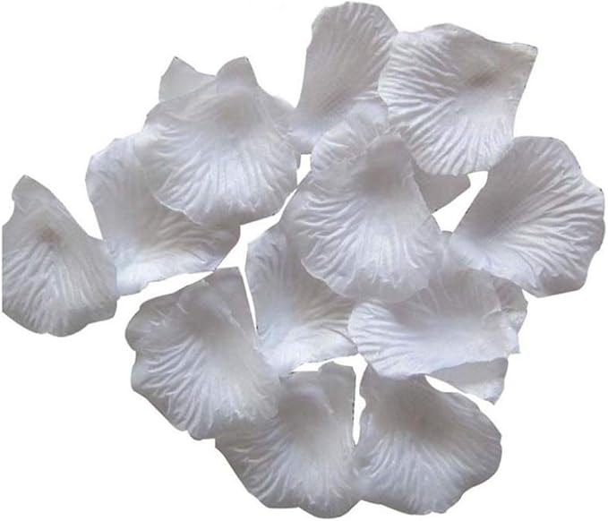 LZXD 1000 Pieces White Artificial Silk Rose Petals Flower Decoration Wedding Party Color White