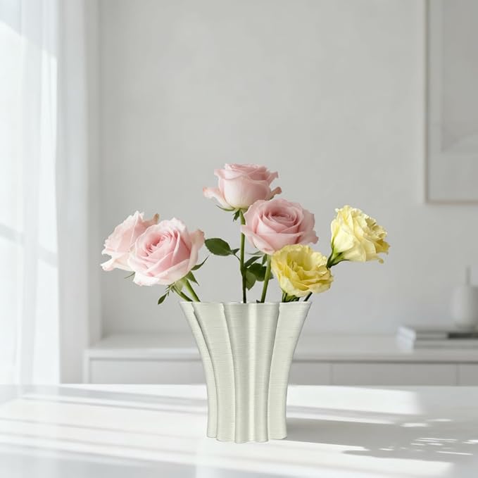 Contemporary White Ceramic Vase, Abstract Irregular Shape Sculptural Accent for Home Decor, Modern Artistic Centerpiece for Coffee Table or Bookshelf