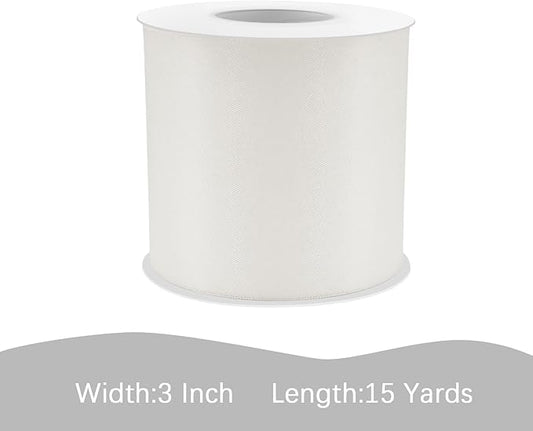 Off White Satin Ribbon 3 inch X 15 Yards Polyester Ribbon for Gift Wrapping Very Suitable for Weddings Party Hair Bow Invitation Decorations and More