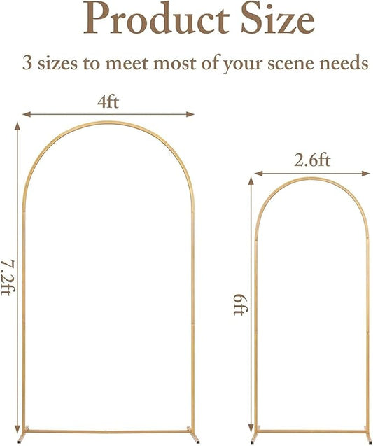 2 Metal Arch Backdrop Stand and 2 Cover Set, Sturdy 7.2FT, 6FT Party Backdrop Set, Wedding Arch Frame and Cover Set for Birthday, Baby Shower,Christmas, Anniversary(Beige)