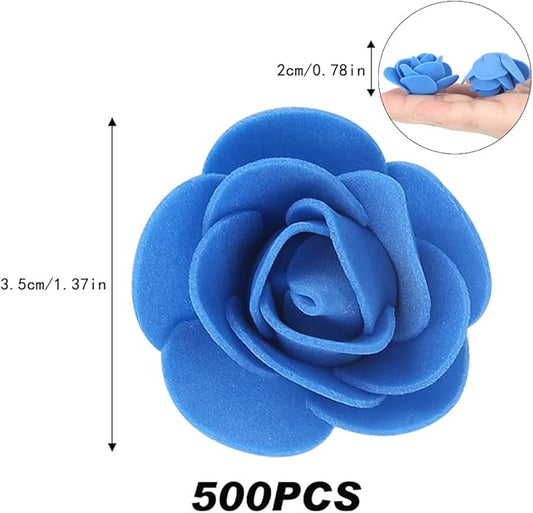 500pcs Mini Foam Rose Heads, Royal Blue Artificial Rose Foam Fake Flower for DIY Crafts Wedding Bouquets Baby Shower Centerpieces Floral Arrangements Tables Home Decorations(Royal Blue)