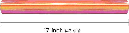 LeZakaa Orange Wrapping Paper Roll - Holographic Iridescent Wrapping Paper for Birthday, Chritsmas, Holiday - 17 inches x 32.8 Feet (47.23 sq.ft.)