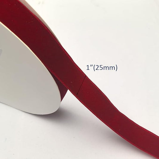 Chenkou Craft Christmas Red 25 Yards 1" Velvet Ribbon Lots Bulk (Red, 1"(25mm))