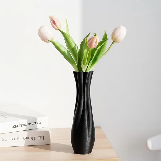 Black Ceramic Decorative Vase, Nordic Modern Irregular Shape Flower Vase for Home Decor, Simple Artistic Centerpiece for Dining Table or Coffee Table