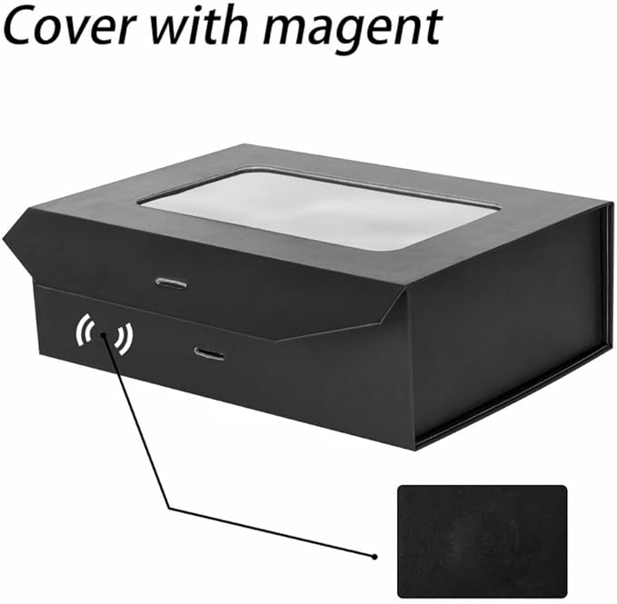 5 Pcs Black Gift Box for Presents with Ribbon 10.8x7.5x3.5 Inches Clear Gift Box with Window Magnetic Closure Gift Boxes with Lids
