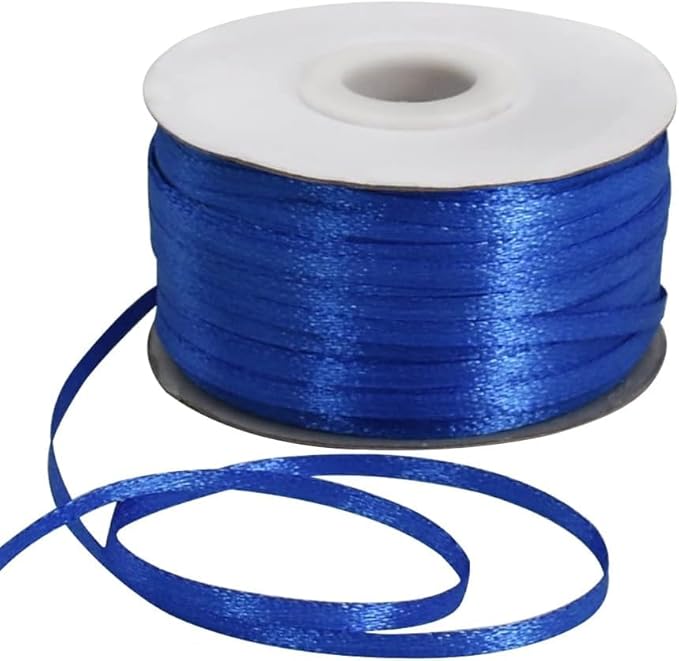 TONIFUL 2 Inch x 25 Yards Wide Blue Satin Ribbon Solid Fabric Ribbon for Gift Wrapping Crafts Chair Sash Eternal Flower Invitation Cards Hair Bows Sewing Party Wedding Decoration