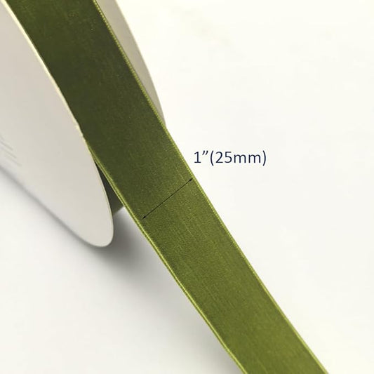 Chenkou Craft 25 Yards 1" Velvet Ribbon (Olive, 1"(25mm))