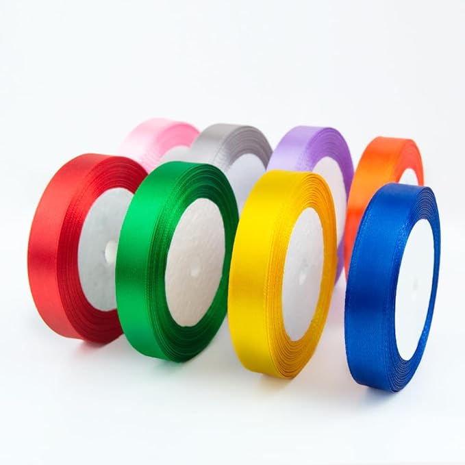 KMER LIFE Solid Color Autumn Orange Satin Ribbon 5/8 Inches x 25 Yards, Ribbons Perfect for Crafts, Wedding Decor, Bow Making, Sewing, Gift Package Wrapping and More