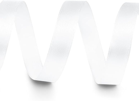 3/8" x 50 Yards Satin Ribbon - White Silk Ribbon with Spool - Ideal for Gift Wrapping, Floral Bouquets, Crafts, Wedding Party Decorations, Christmas and Sewing Projects