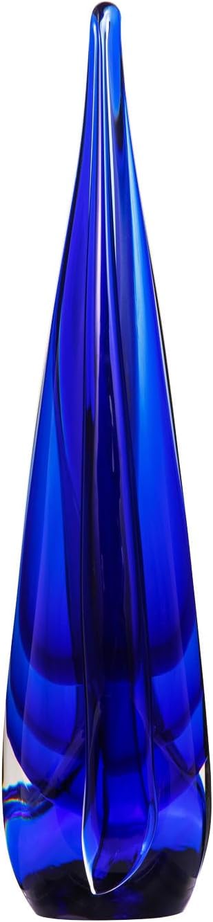 Luxury Lane Hand Blown Water Drop Sommerso Art Glass Sculpture for Home Decor 11 inch Tall Centerpiece Table Decoration