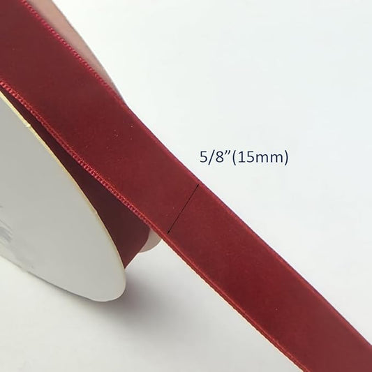 Chenkou Craft Christmas Red 25 Yards 5/8" Velvet Ribbon Lots Bulk (Red, 5/8"(15mm))
