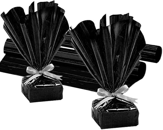 PMU (2 Gift Wrap Mylar Roll Metallic Black 2-sided, 24 Inches X 25 Ft Roll 1.4 Mil Highly Reflective Mylar Film, Great for Gifts, Birthdays, Christmas, Baskets, Arts & Crafts