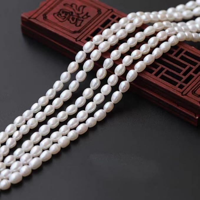 50 Pcs 8-9mm No-Holes Fresh Water Pearls Beads AAA for Jewelry Making Real Freshwater Cultured Pearls Oval Pearl Beads Jewelry Production, Handicraft Production, for Manza