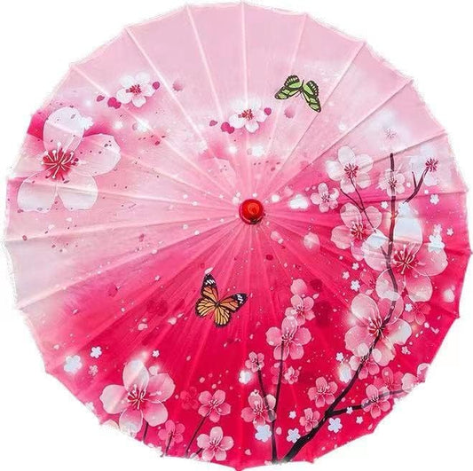 33" Handmade Oiled Parasol Bamboo Silk Umbrella Chinese Japanese Art Classical Dance Umbrella Plum Blossom for Wedding Parties Photography Costumes Cosplay Decoration and Other Events
