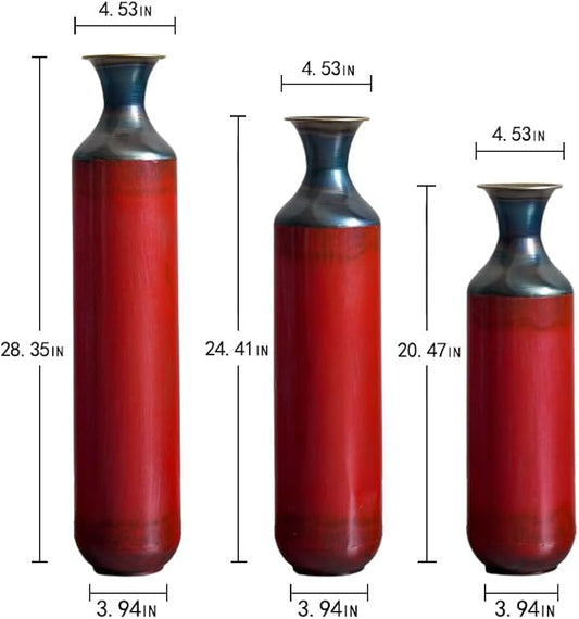 Modern Teardrop-Shaped White Metal Floor Vase Set of 3 - Luxury Home Decor with Hand-Fire Coloring