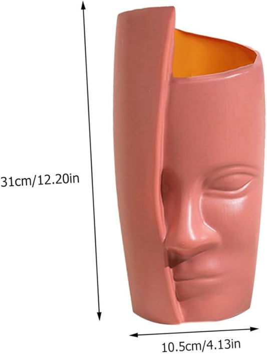 Abstract Face Plastic Vase Lightweight Decorative Flower Pot for Home and Office Modern Artistic Dry Flower Container Stylish Household Ornament
