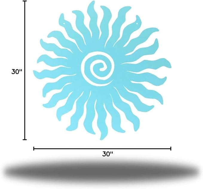 Riverside Designs Sunburst Metal Wall Art Steel Outdoor Decor - Heavy-Duty and Waterproof - Made in USA (30", Sea Foam)