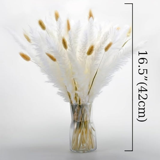 90 PCS Air Dried Pampas Grass. Mix Bouquet. Preserved Flower. Bouquet Contain Bunny Tail, White Pampas. Boho Dried Floral Arrangement Centerpiece. for Boho Home, Wedding, Table Decor, Shop Decor