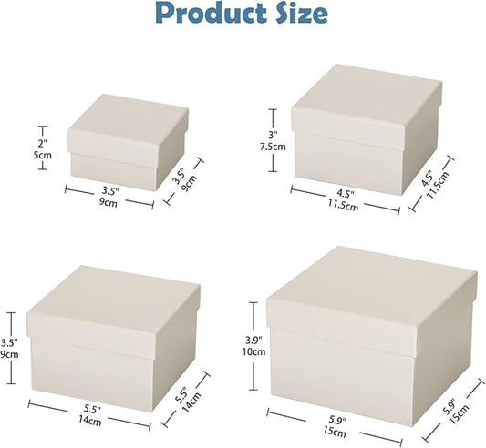 Briful Square Gift Boxes with Lids 4PCS Gift Box for Presents Nesting Assorted Sizes Present Boxes for Christmas Birthday Valentines Party Gift Wrap