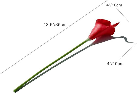 Mandy's PU Red Calla Lily Artificial Flowers 20 Stems 13.5in Faux Realistic Centerpiece for Thanksgiving and Christmas Decorations DIY Bridal Bouquet Home Décor