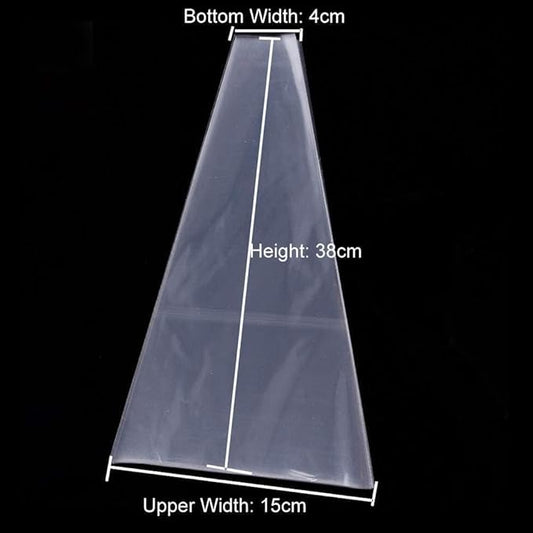 Myuiao 100 Pcs Clear Flower Bouquet Sleeves, Transparent Cellophane Bags for Valentine's Day Gifts, Wedding Floral Packaging, Rose Protectors, Food-Grade Plastic Wrap, Bulk Party Decorations (6x10in)