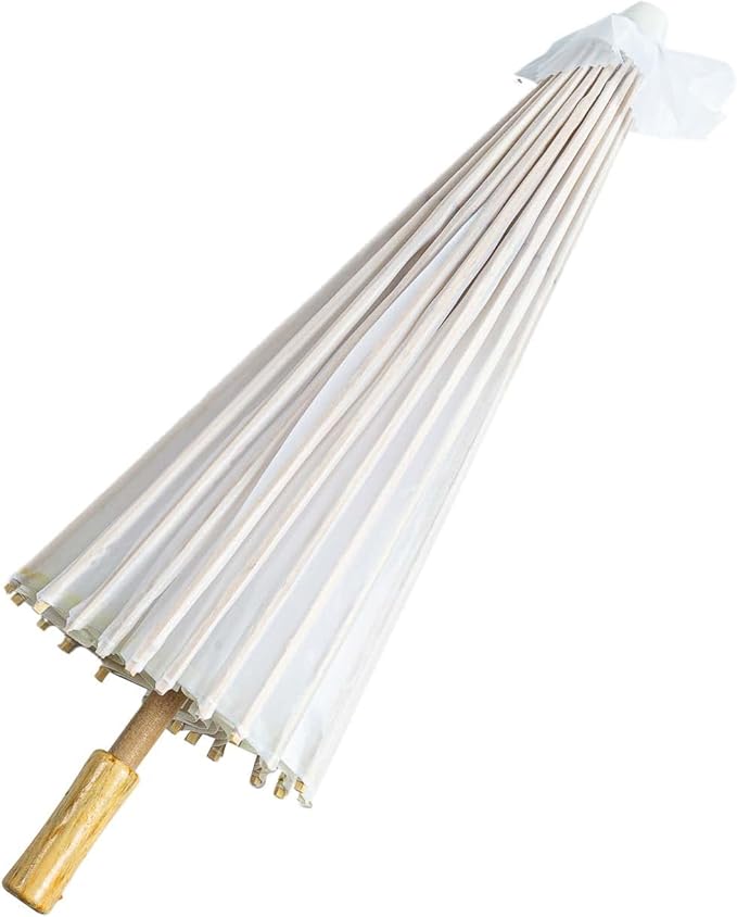 THY COLLECTIBLES 33" Japanese Chinese Umbrella Parasol for Wedding Parties, Photography, Costumes, Cosplay, Decoration and Other Events - Solid Color (White)
