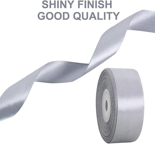 TONIFUL Silver Satin Ribbon 1 Inch X 25yds Solid Silk Ribbons for Gift Wrapping, Craft, Floral Bouquets, Valentine's Day Christmas Gift Wrapping, Party Wedding Decoration