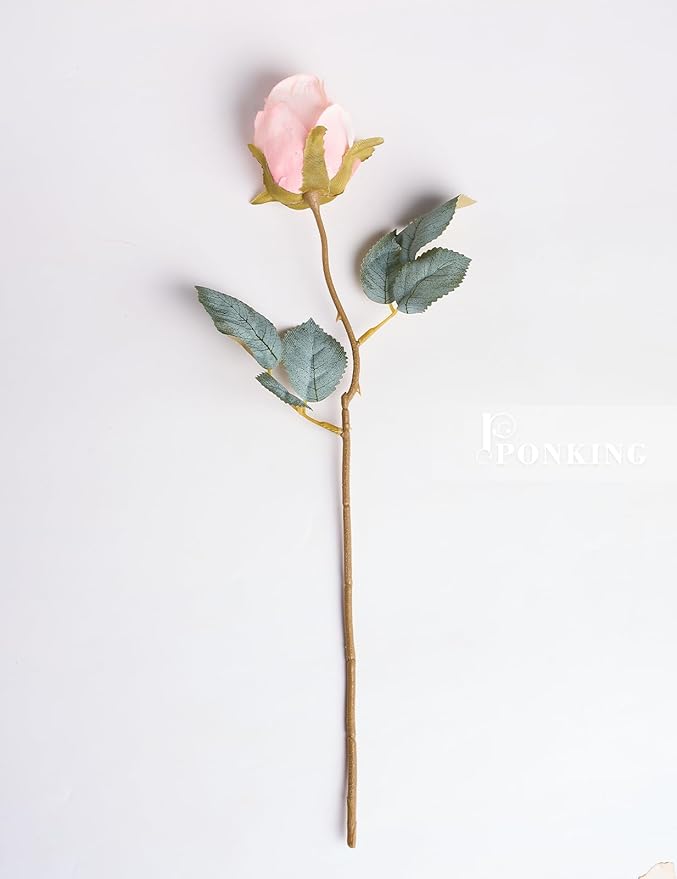 Rose Artificial Flower Buds 12pcs Realistic Faux Silk Roses Fake Flowers Bouquets Arrangements Decor for Wedding Spring Mother's Day, Home Table Decorations, Champagne Flower