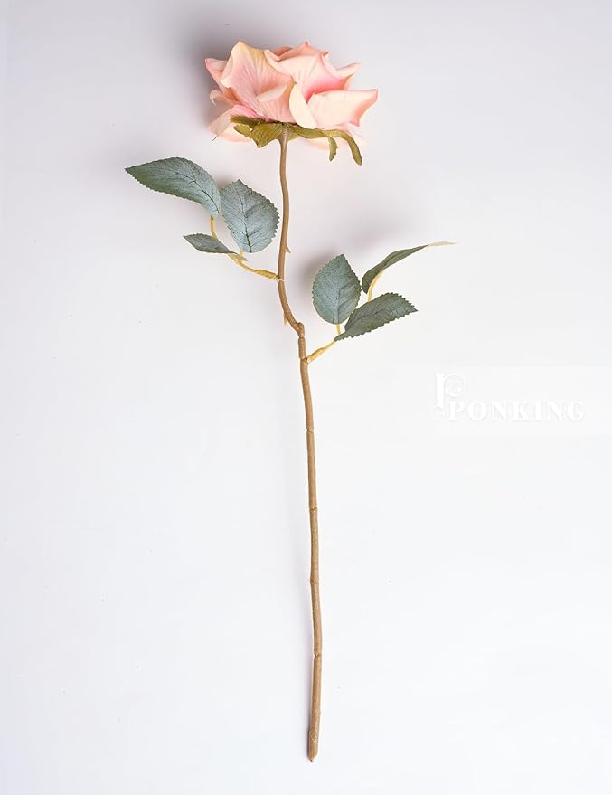 3.1"(8cm) Manta Rose Artificial Flower 7pcs Realistic Faux Silk Roses Fake Flowers Bouquets Arrangements Decor for Wedding Spring Mother's Day, Home Table Decorations, Light Pink Flower