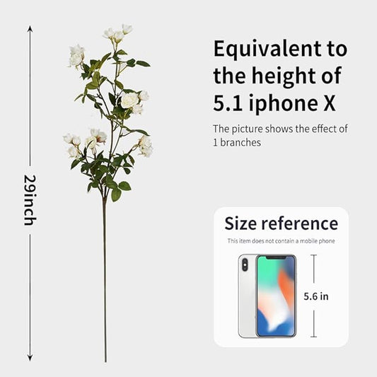 Melorca&Guilla Artificial Flowers Fake Flowers,6PCS 29" Artificial Rose for Vase, Long Stems White Artificial Flowers Faux Flower Arrangements for Shop Garden Office Home Décor(6, White Rose)
