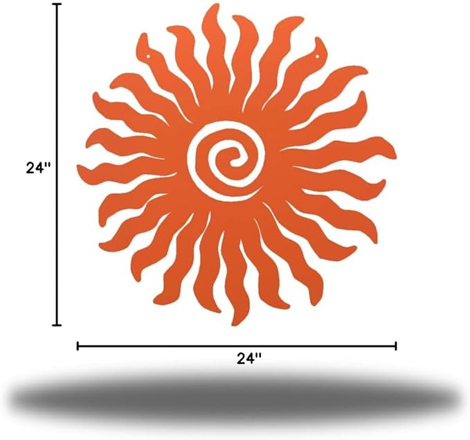 Riverside Designs Sunburst Metal Wall Art Steel Outdoor Decor - Heavy-Duty and Waterproof - Made in USA (24", Coral)