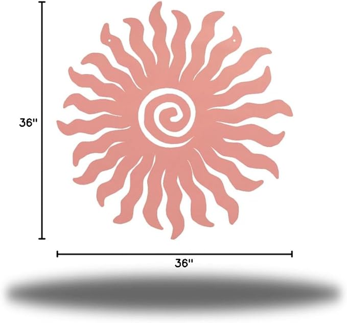 Riverside Designs Sunburst Metal Wall Art Steel Outdoor Decor - Heavy-Duty and Waterproof - Made in USA (36", Pink)