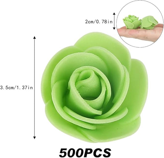 500pcs Artificial Rose Flower Heads, Green Mini Foam Rose Bulk Fake Flower for DIY Crafts Wedding Bouquets Baby Shower Centerpieces Floral Arrangements Tables Home Decorations(Fruit Green)