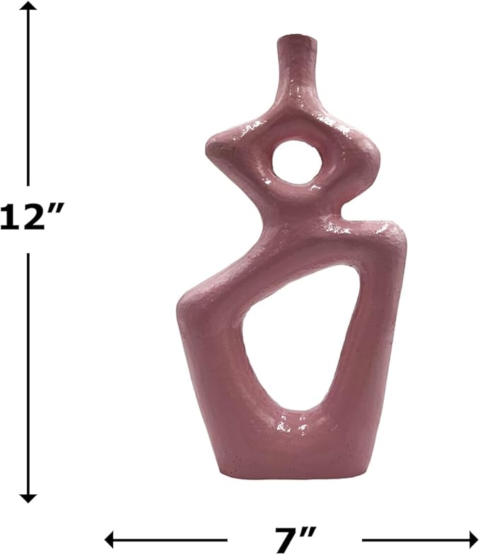12 Inch Tall Decorative Handmade Aluminum Gourd Flower Vase in Pink