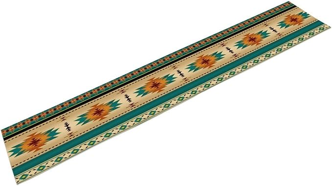 Aztec Southwest Table Runner, Ethnic Style Design Geometric Triditional Kitchen Table Runners Table Setting Decor for Garden Farmhouse Wedding Party Holiday Dinner Home, 13x60 Inch