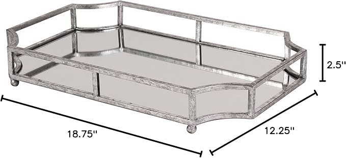 Kate and Laurel Ciel Metal Mirrored Ornate Scalloped Decorative Tray, Silver