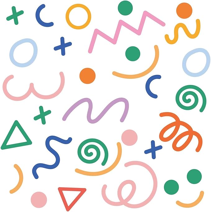 200 Pcs Geometric Wall Stickers (Irregular Lines/Triangles/Dots) - 10 Sheet Waterproof Removable Decals for Kids Room, Classroom, Nursery & Home Decor - Multi-Color DIY Art Decoration