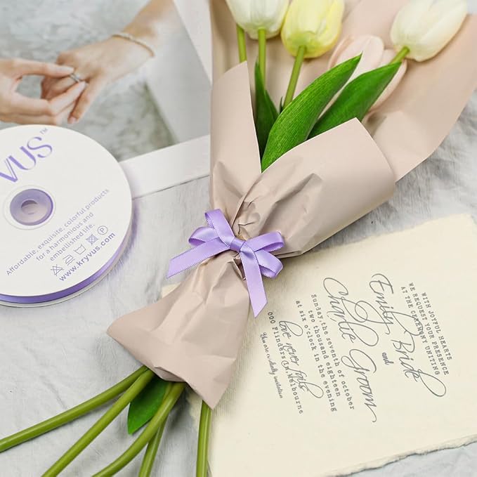 Lilac Satin Ribbon, Double Faced 3/8 Inch X 50 Yards, Premium Polyester Satin Ribbon for Gift Wrapping, Crafts, Wedding Party Decor